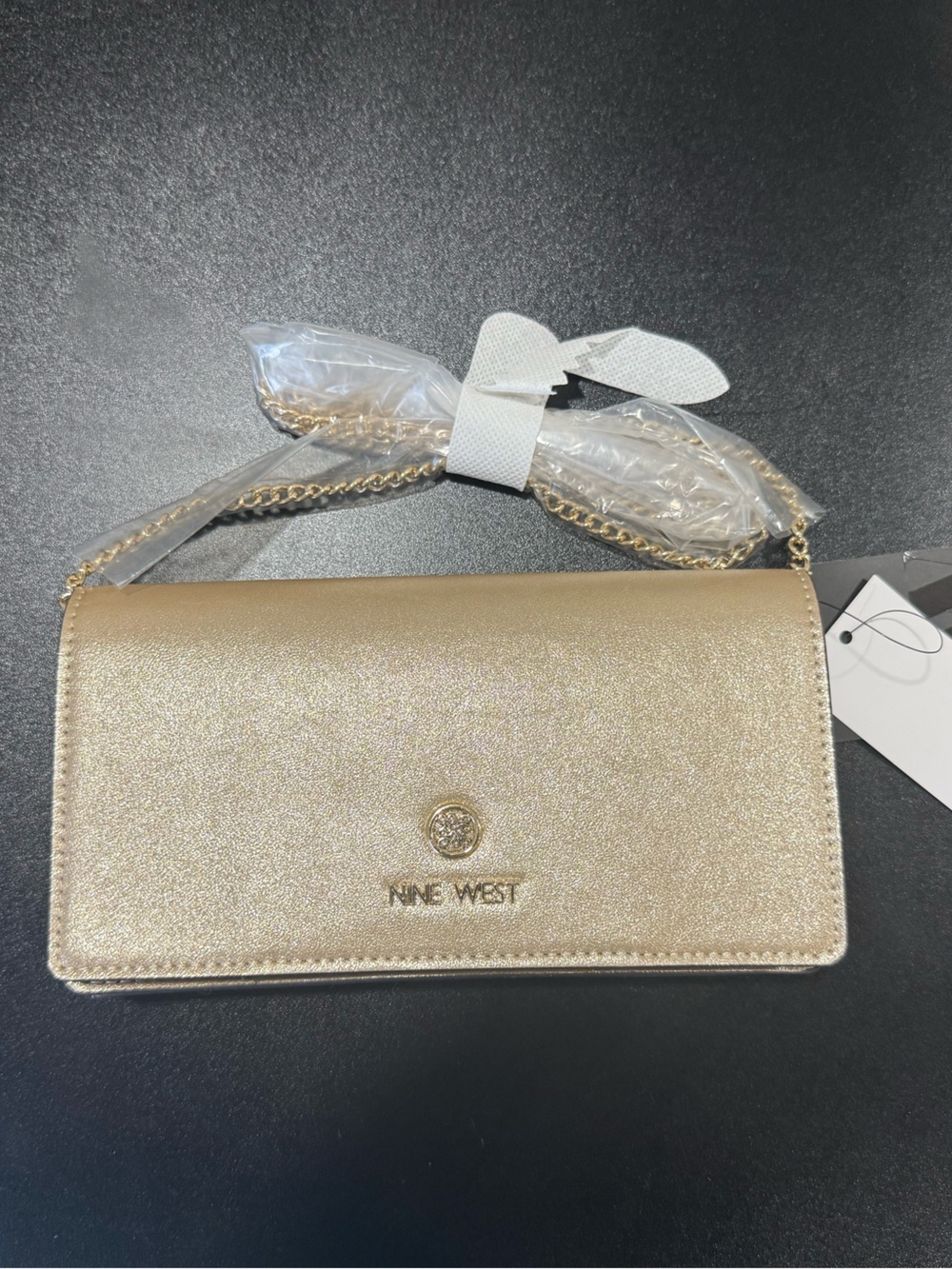 Nine West Metallic Gold Chain Crossbody Wallet